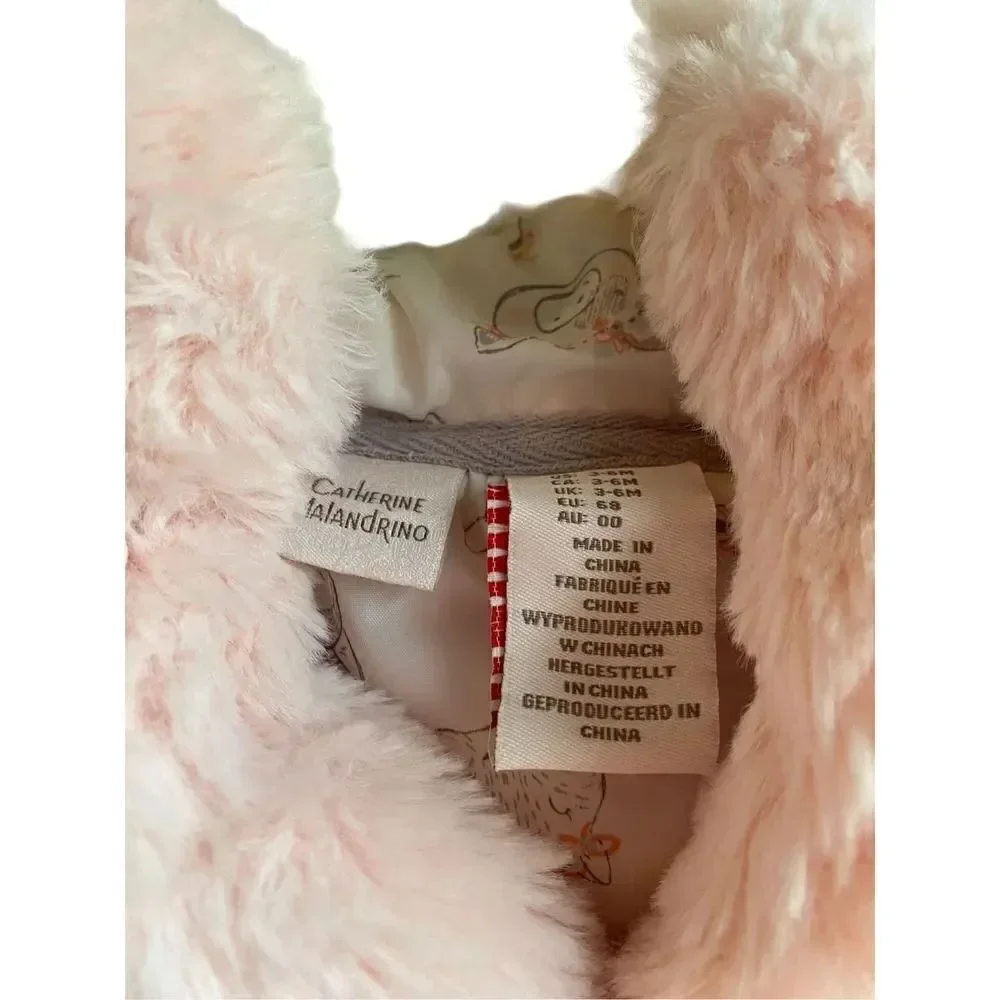 Catherine Malandrino light pink, faux fur teddy bear vest, size 3/6 months ￼